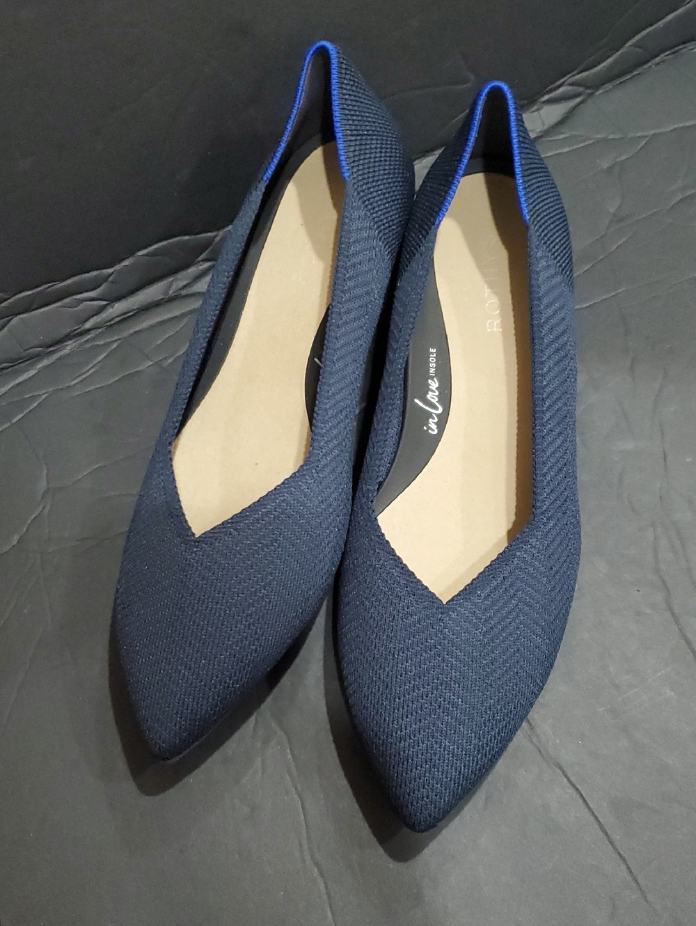 Rothy's The High Point navy‎ herringbone knit comfort heels size 10 brand new
